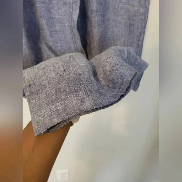 St Tropez West Drawstring Waist Linen Wide Leg Chambray Pants(L) - Picture 5 of 7